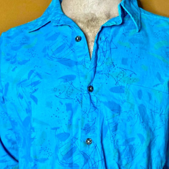 Vintage 90s blue abstract button up 🌀 - Picture 2 of 4